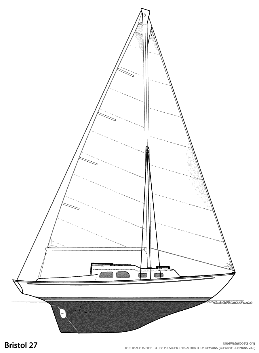 Line drawing of the Bristol 27 sailboat