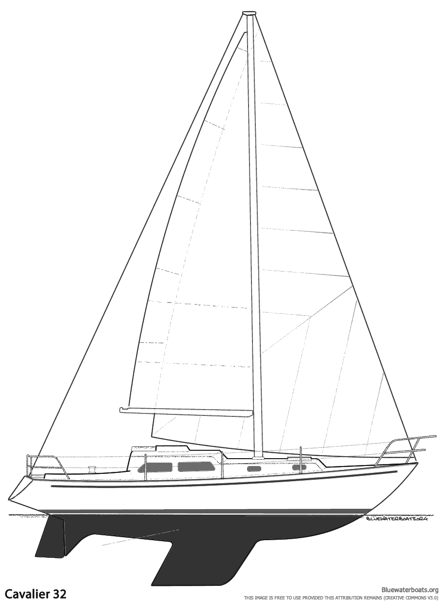 Line drawing of the Cavalier 32 sailboat