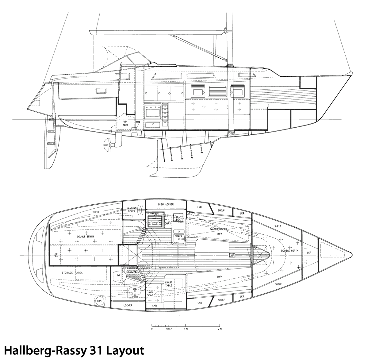 Hallberg-Rassy 31 gallery image with filename: hallbergrassy31-layout.gif