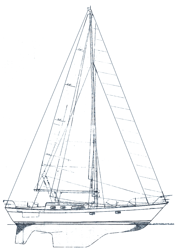 Line drawing of the Lafitte 44 sailboat