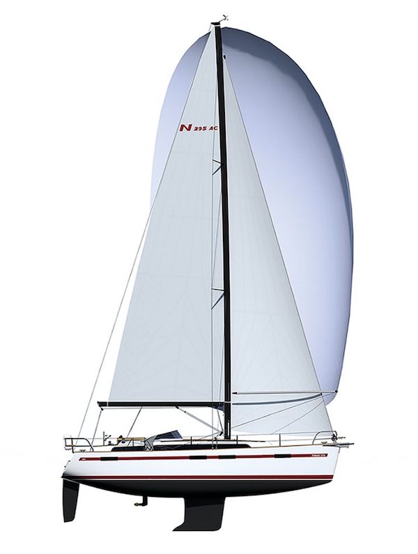 Najad 395 CC sail & accommodation plan (via sailboatdata)