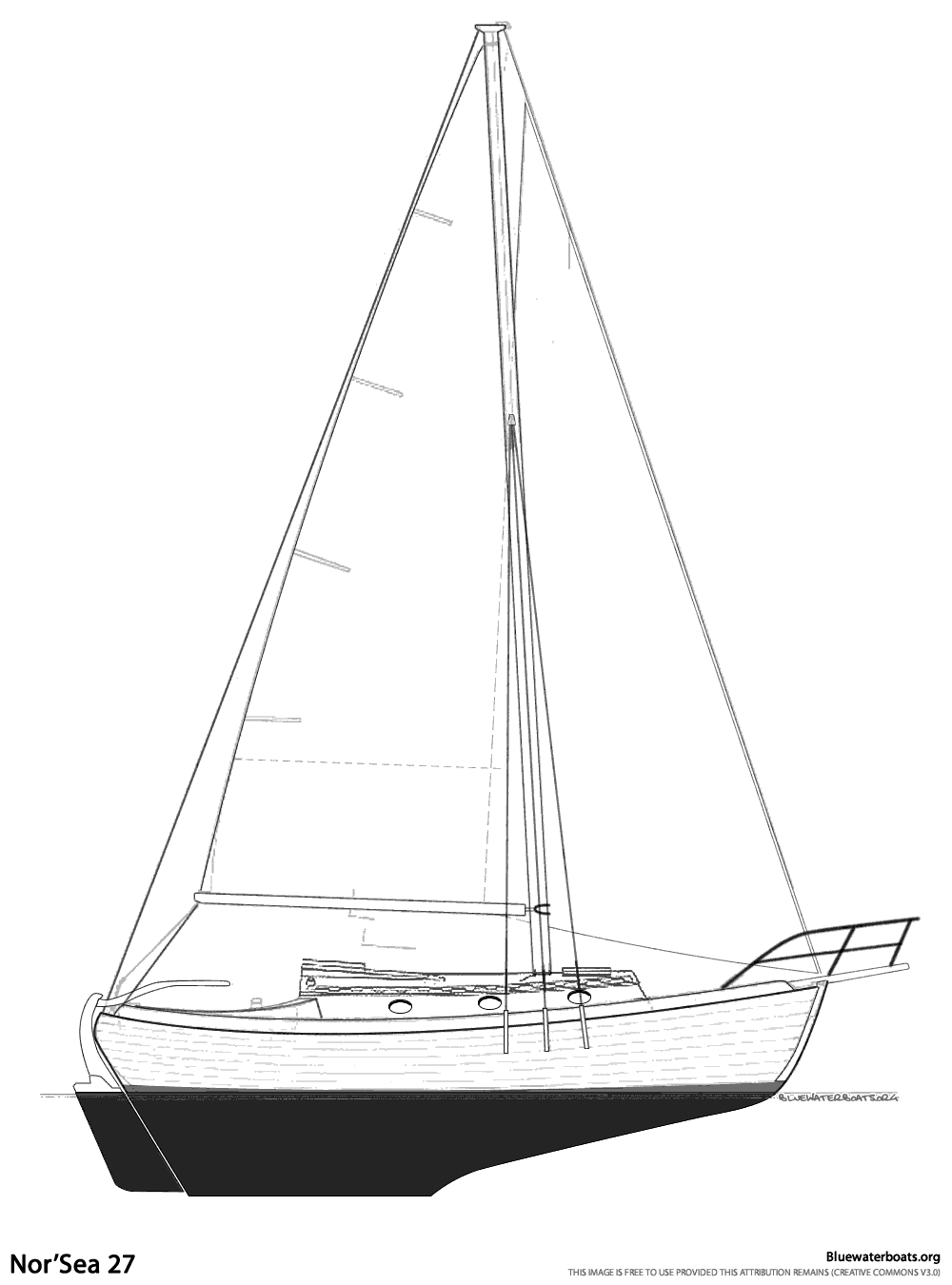 Line drawing of the Nor�Sea 27 sailboat