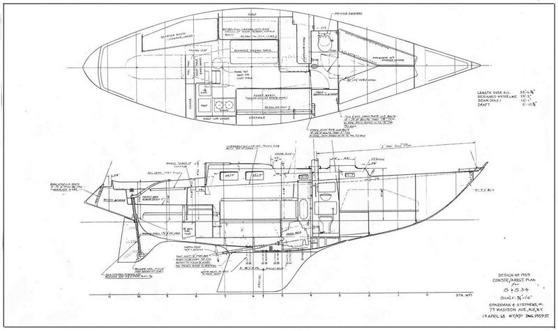 Sparkman and Stephens 34 gallery image with filename: sparkmanandstephens34-mk1-plans-1959.jpg