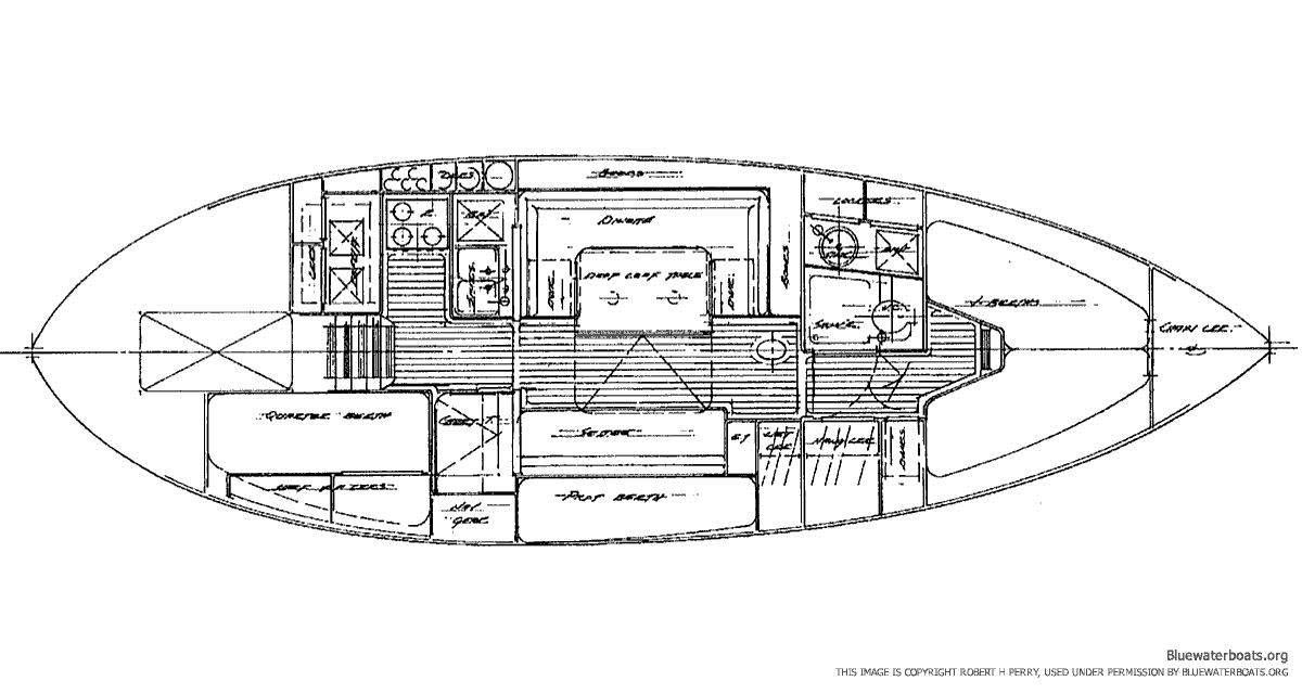 Interior layout of the Tayana 37 sailboat
