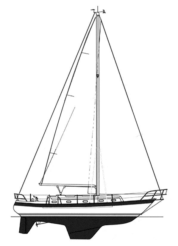 Line drawing of the Valiant 39 sailboat